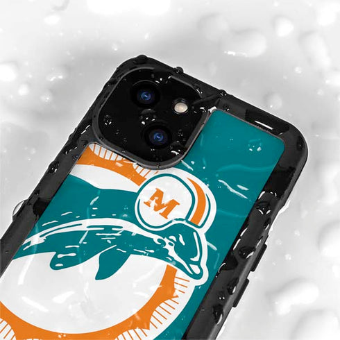 NFL Miami Dolphins Retro Logo iPhone 15 Plus Waterproof Case